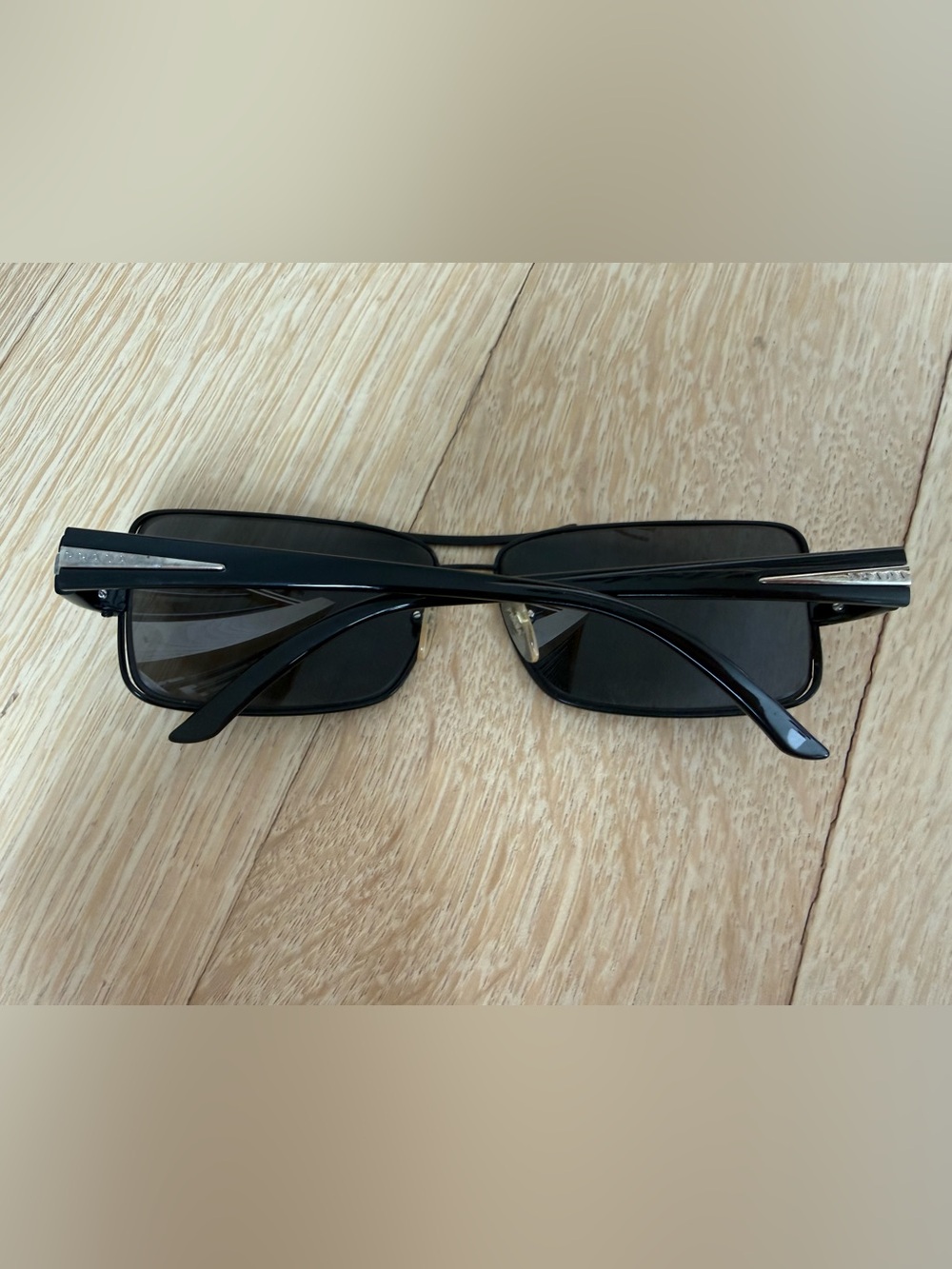 Authentic Prada Mens Black and Gold Rectangular Sunglasses - Picture 6 of 11